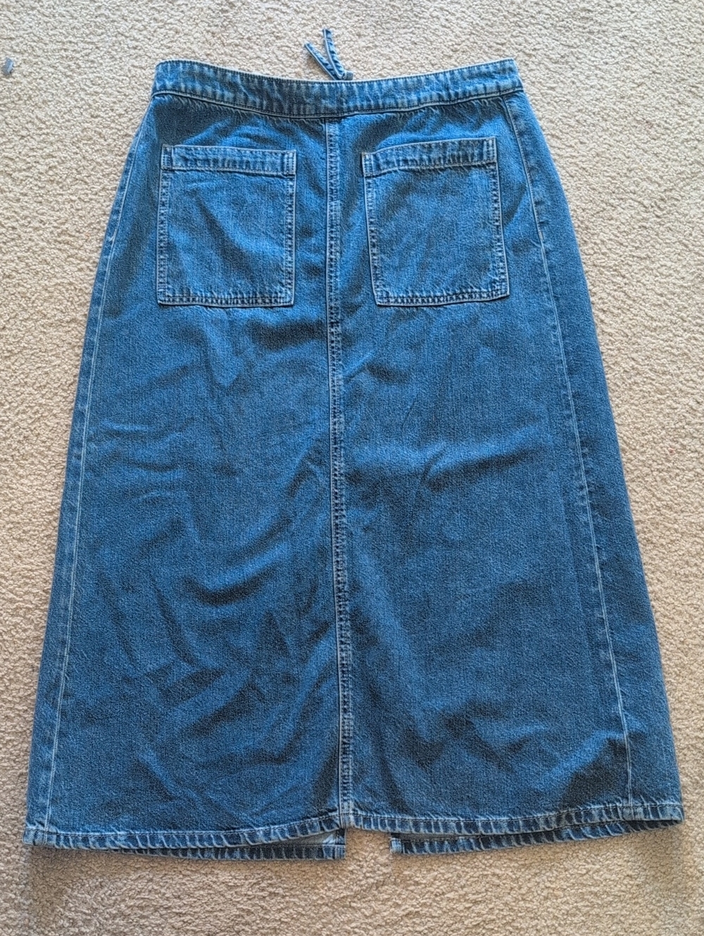 LOFT Blue Denim Midi Skirt with Front Patch Pockets